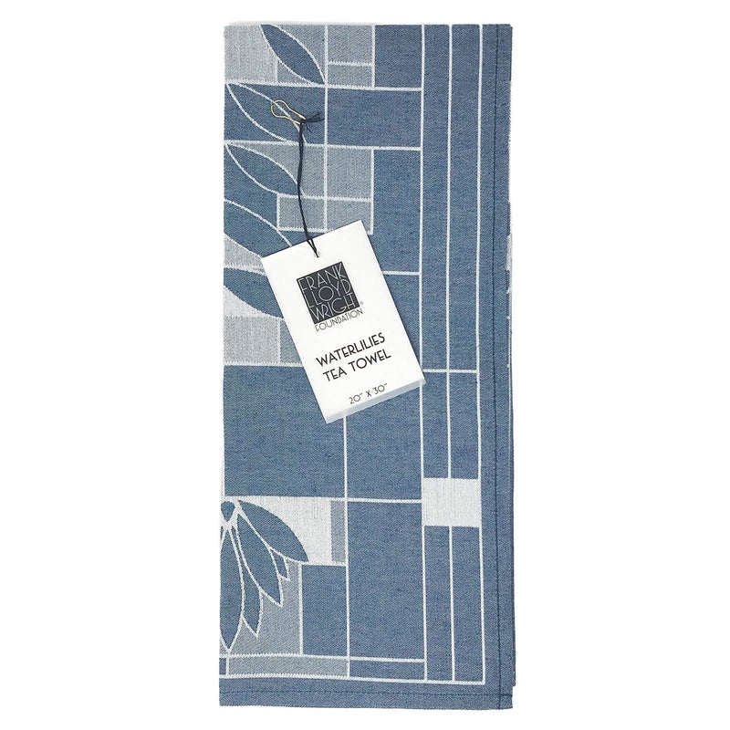 KAF Home Frank Lloyd Wright Woven Jacquard Tea Towel Made in Portugal, 20 x 30-inch 100-Percent Cotton (Waterlilies) - Image 1